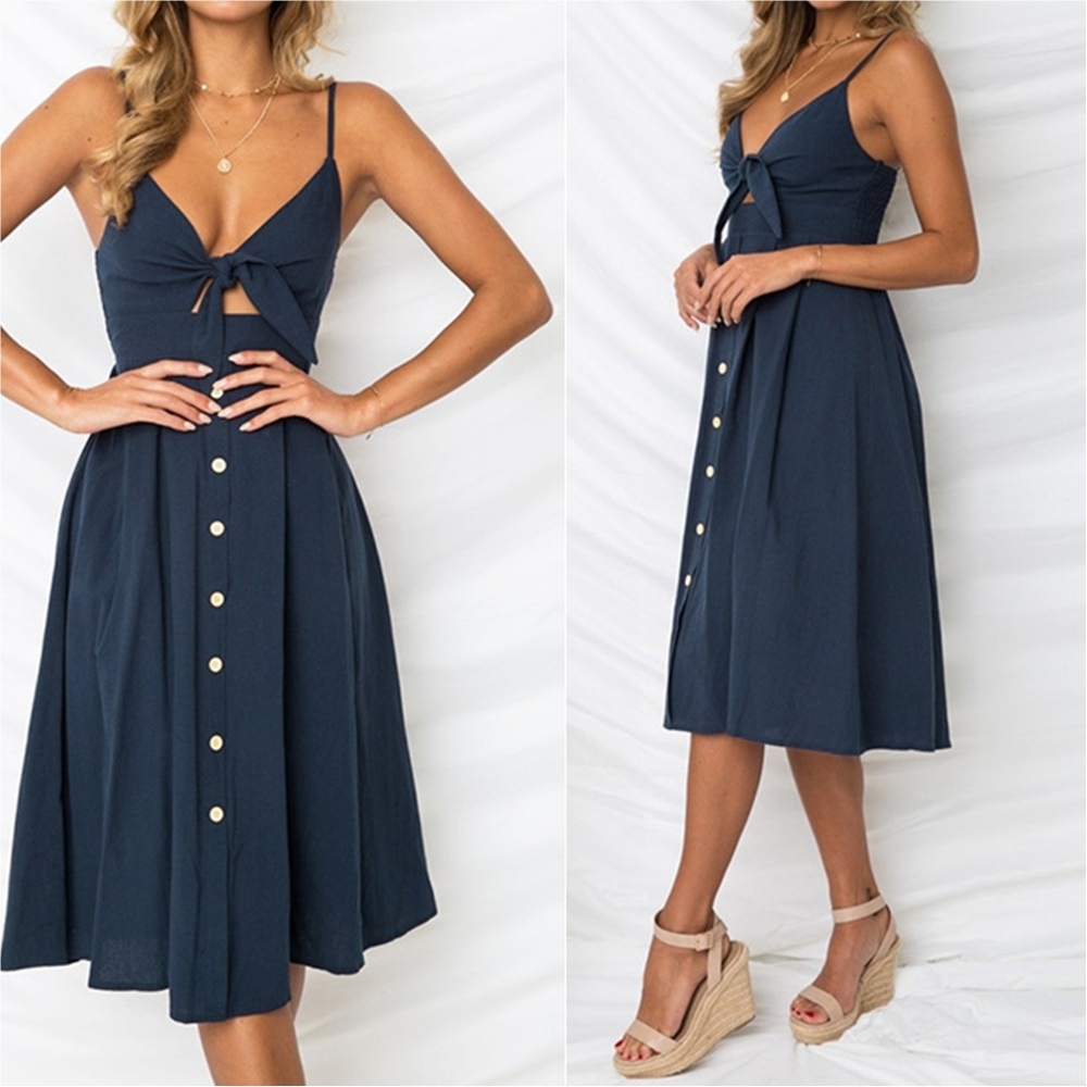 Sassy Sweetheart Smock Dress - Navy - Picture 3 of 8